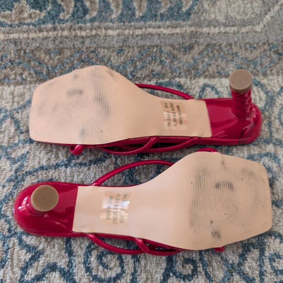 AZALEA WANG Sandals Women's 8.5 Balbina 3 Red Stack Heel Design Slip On… - Picture 9 of 12
